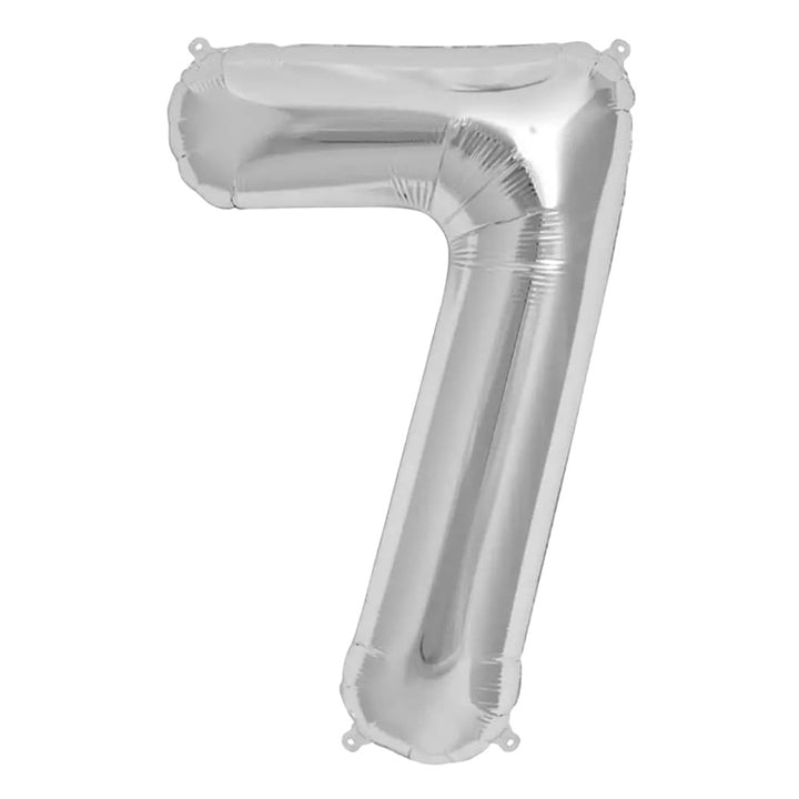 16 STANDARD Foil Number Balloons Sliver - 7 Party wholesale hub