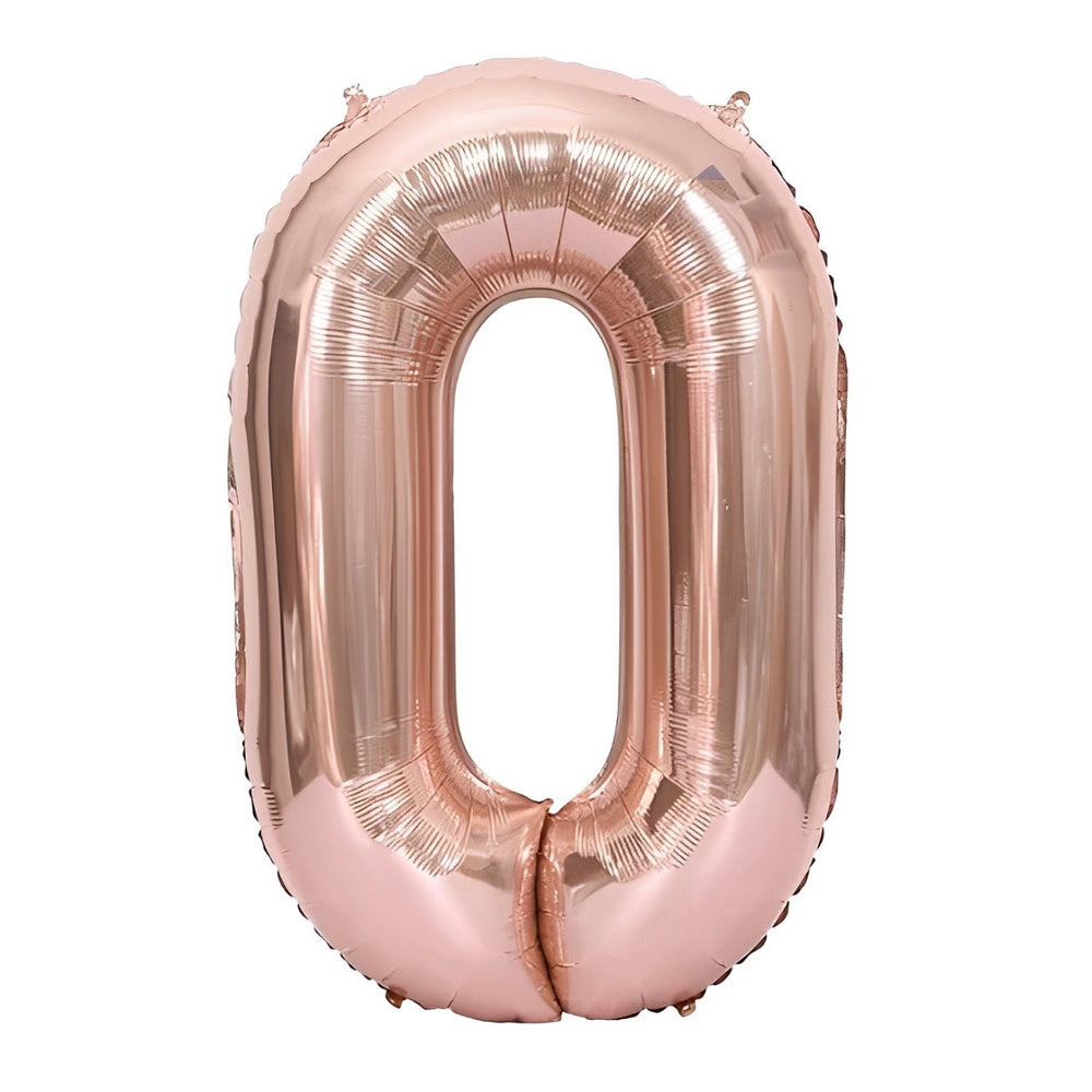 16 STANDARD Foil Number Balloons RoseGold 0 Party wholesale hub