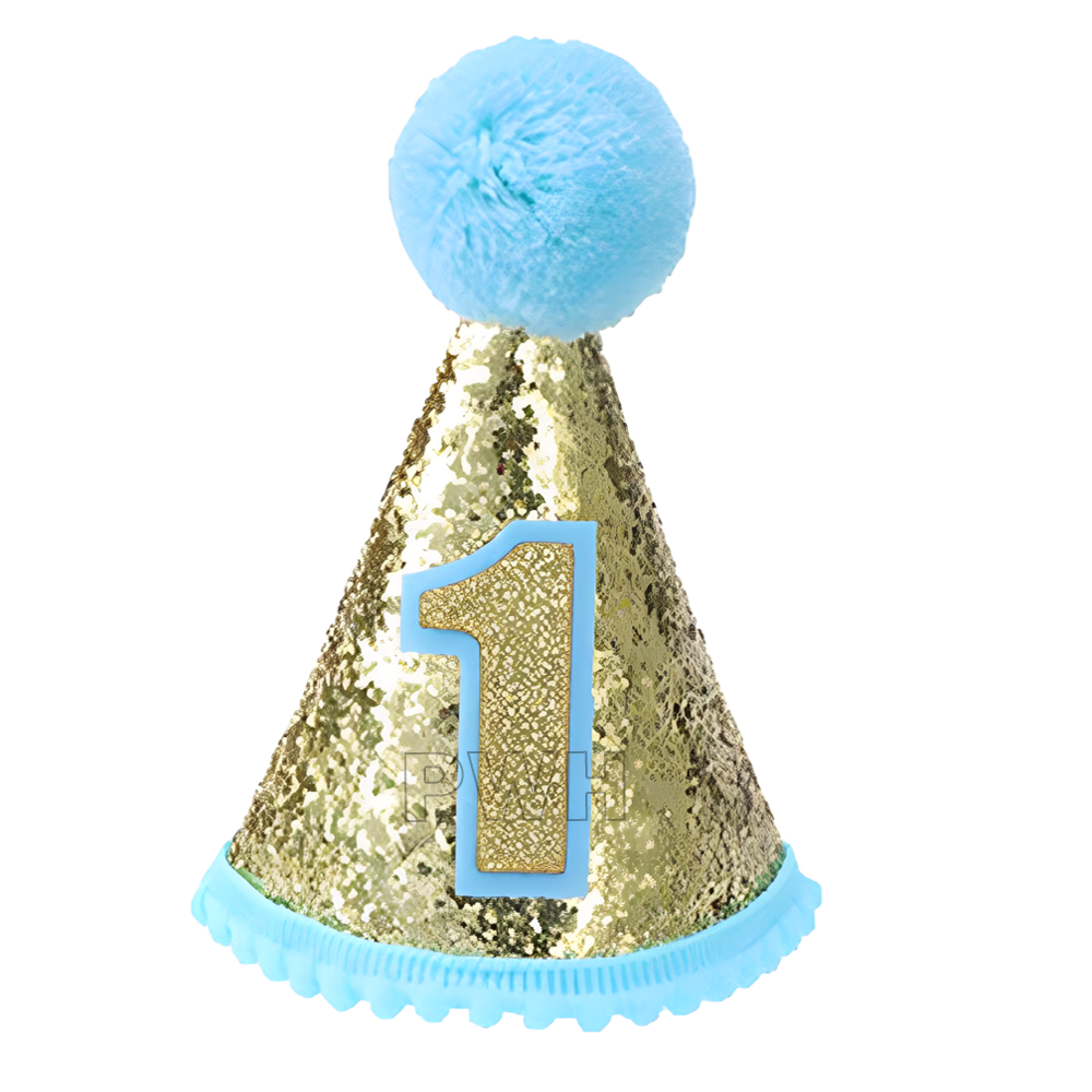 1st month birthday cap for baby milestone celebration in blue and pink colors from Party Wholesale Hub India