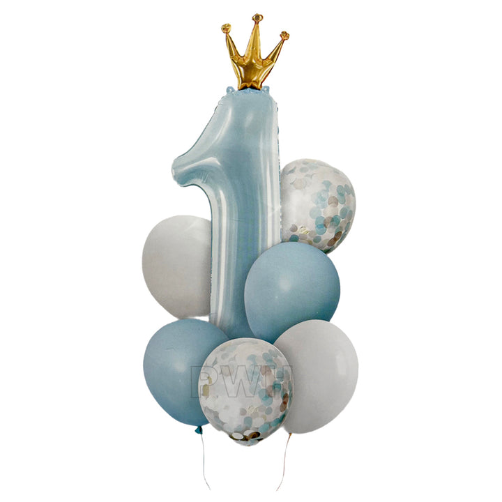 1st Birthday Crown Foil Balloon Set