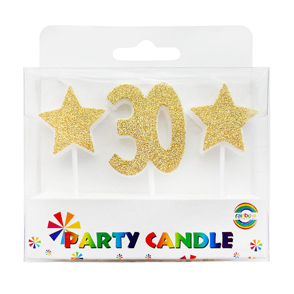 30th Milestone Stars Number Candle - Party wholesale hub