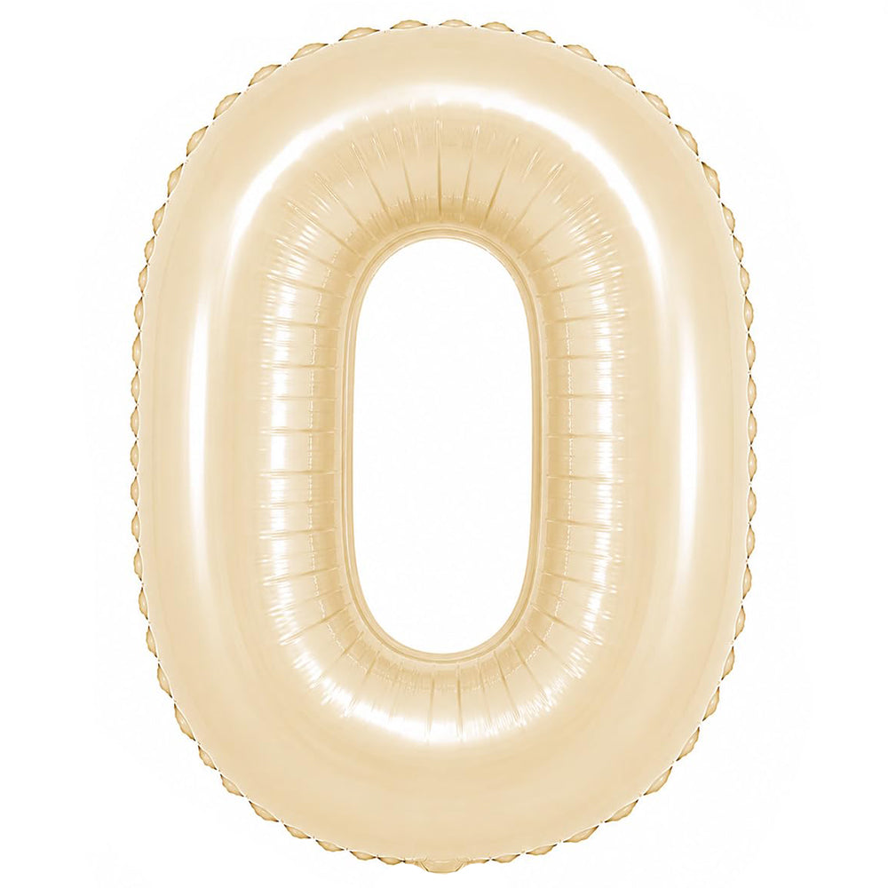 Premium 32-inch beige number foil balloon available in digits 0 to 9 for birthdays, milestones and event decorations.