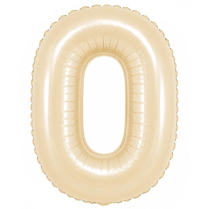 Premium 32-inch beige number foil balloon available in digits 0 to 9 for birthdays, milestones and event decorations.