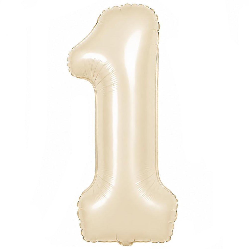 Premium 32-inch beige number foil balloon available in digits 0 to 9 for birthdays, milestones and event decorations.