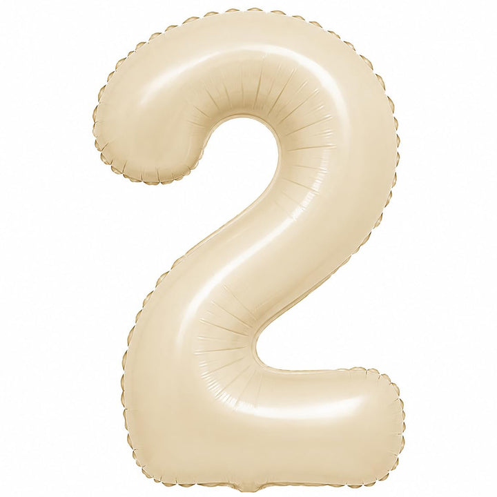 Premium 32-inch beige number foil balloon available in digits 0 to 9 for birthdays, milestones and event decorations.