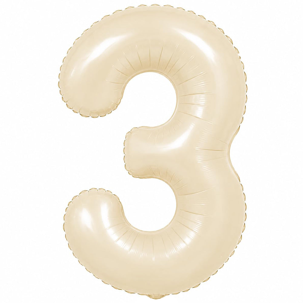 Premium 32-inch beige number foil balloon available in digits 0 to 9 for birthdays, milestones and event decorations.