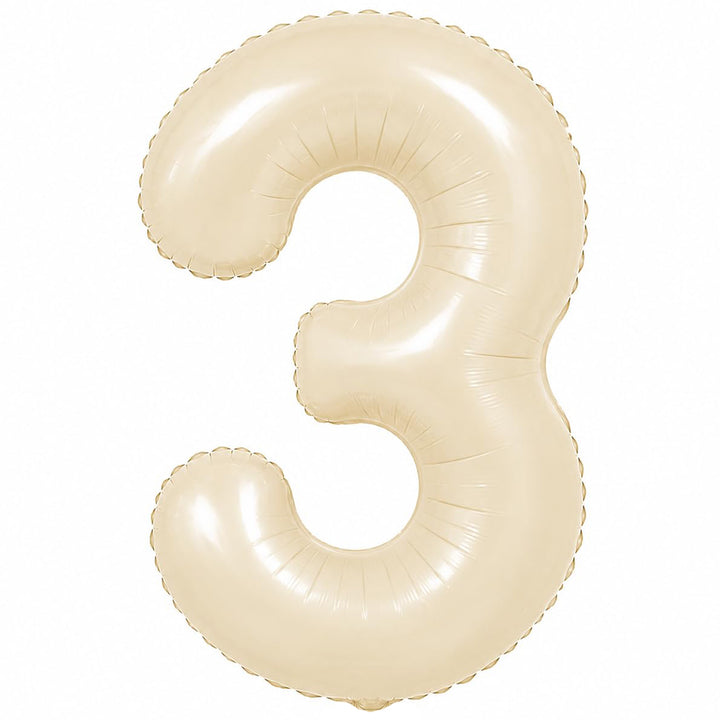 Premium 32-inch beige number foil balloon available in digits 0 to 9 for birthdays, milestones and event decorations.