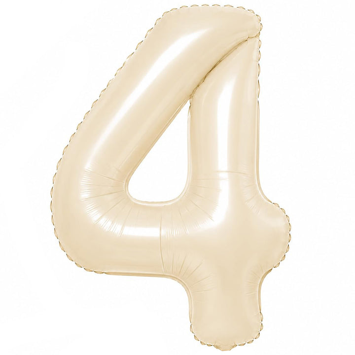 Premium 32-inch beige number foil balloon available in digits 0 to 9 for birthdays, milestones and event decorations.