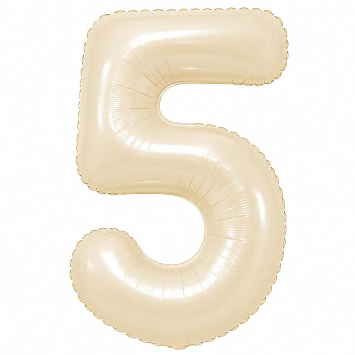 Premium 32-inch beige number foil balloon available in digits 0 to 9 for birthdays, milestones and event decorations.