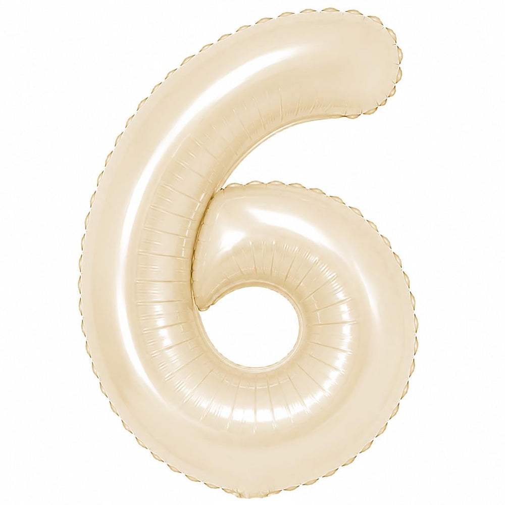 Premium 32-inch beige number foil balloon available in digits 0 to 9 for birthdays, milestones and event decorations.