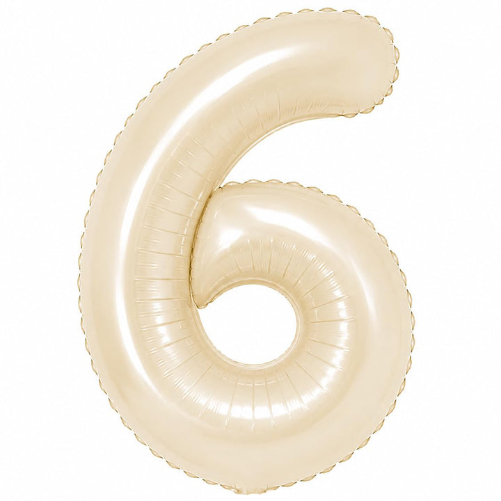 Premium 32-inch beige number foil balloon available in digits 0 to 9 for birthdays, milestones and event decorations.