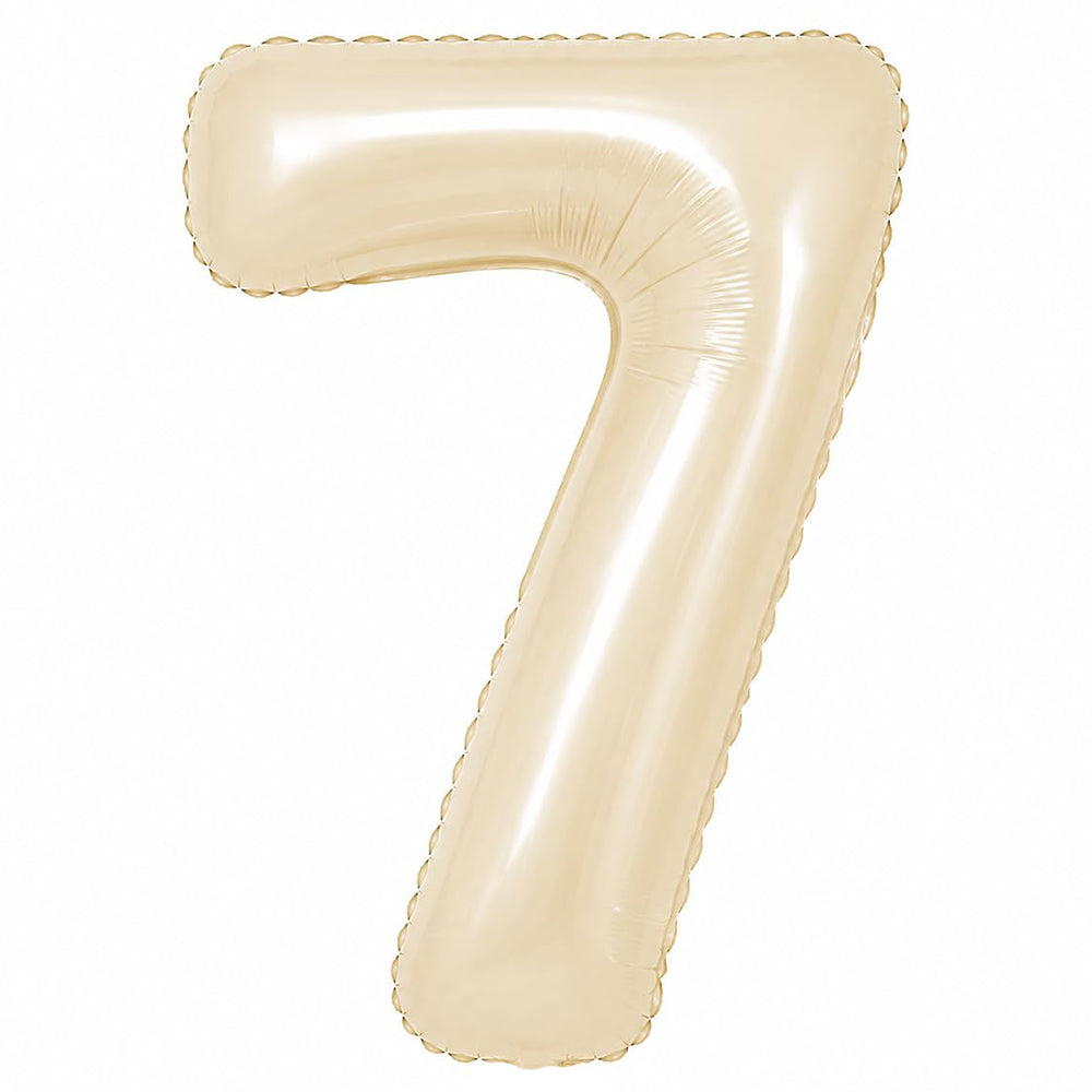 Premium 32-inch beige number foil balloon available in digits 0 to 9 for birthdays, milestones and event decorations.