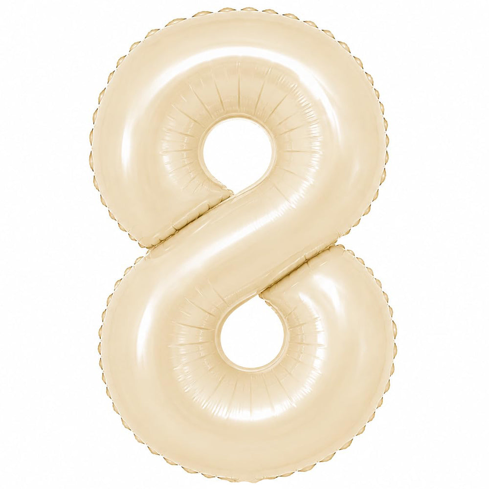 32-inch beige number foil balloon available in digits 0 to 9 for birthdays, milestones and event decorations.