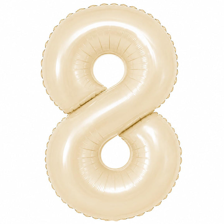 32-inch beige number foil balloon available in digits 0 to 9 for birthdays, milestones and event decorations.