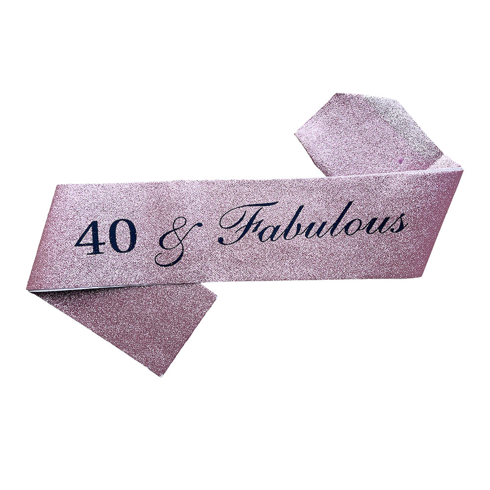 40 And Fabulous Glitter Sash - Assorted Colors Party wholesale hub