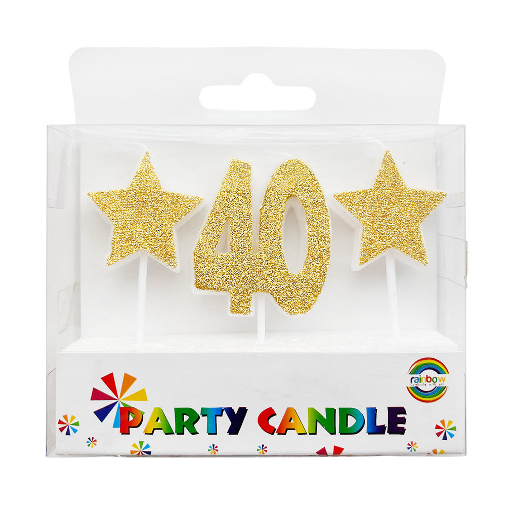 40th Milestone Stars Number Candle - party wholesale hub