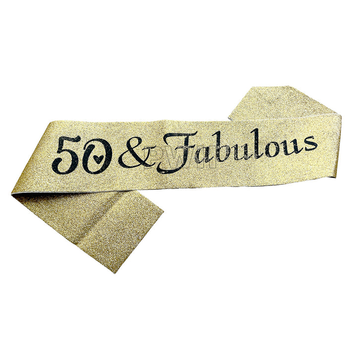 50 And Fabulous Glitter Sash - Assorted Colors