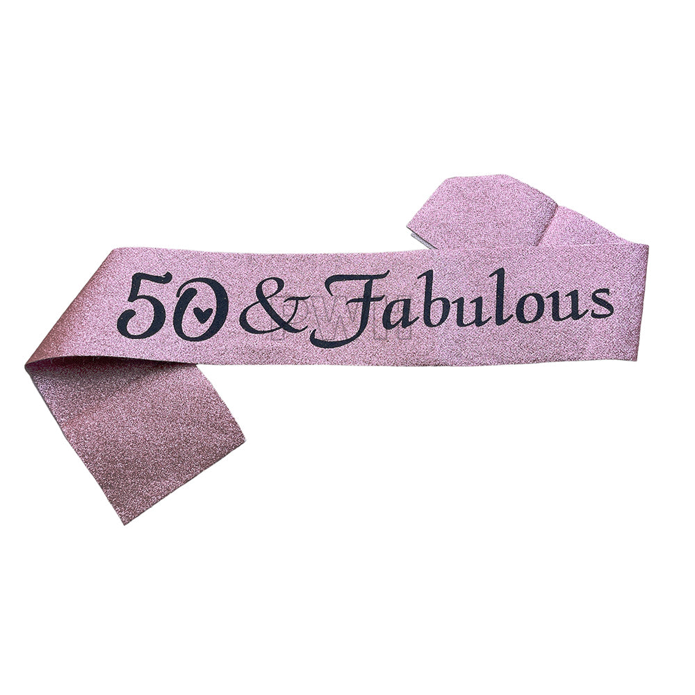 50 And Fabulous Glitter Sash - Assorted Colors