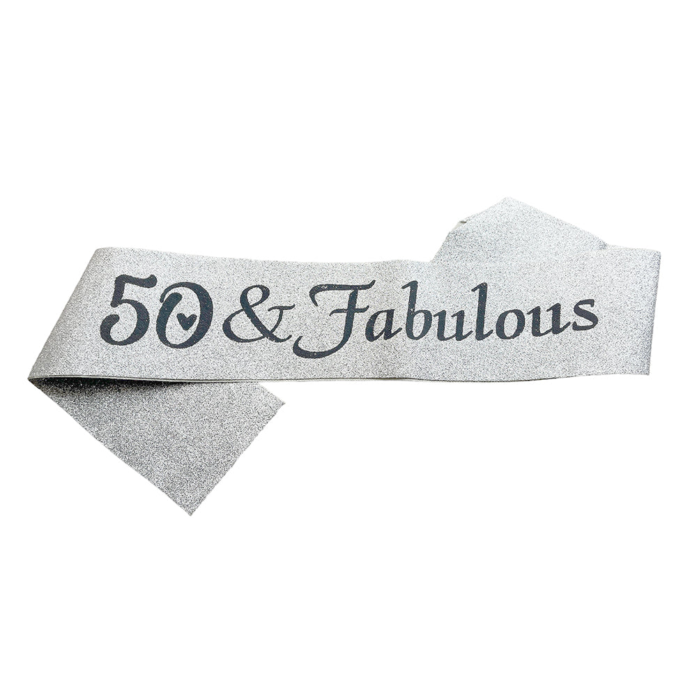 50 And Fabulous Glitter Sash - Assorted Colors Party wholesale hub