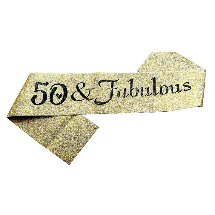 50 And Fabulous Glitter Sash - Assorted Colors Party wholesale hub