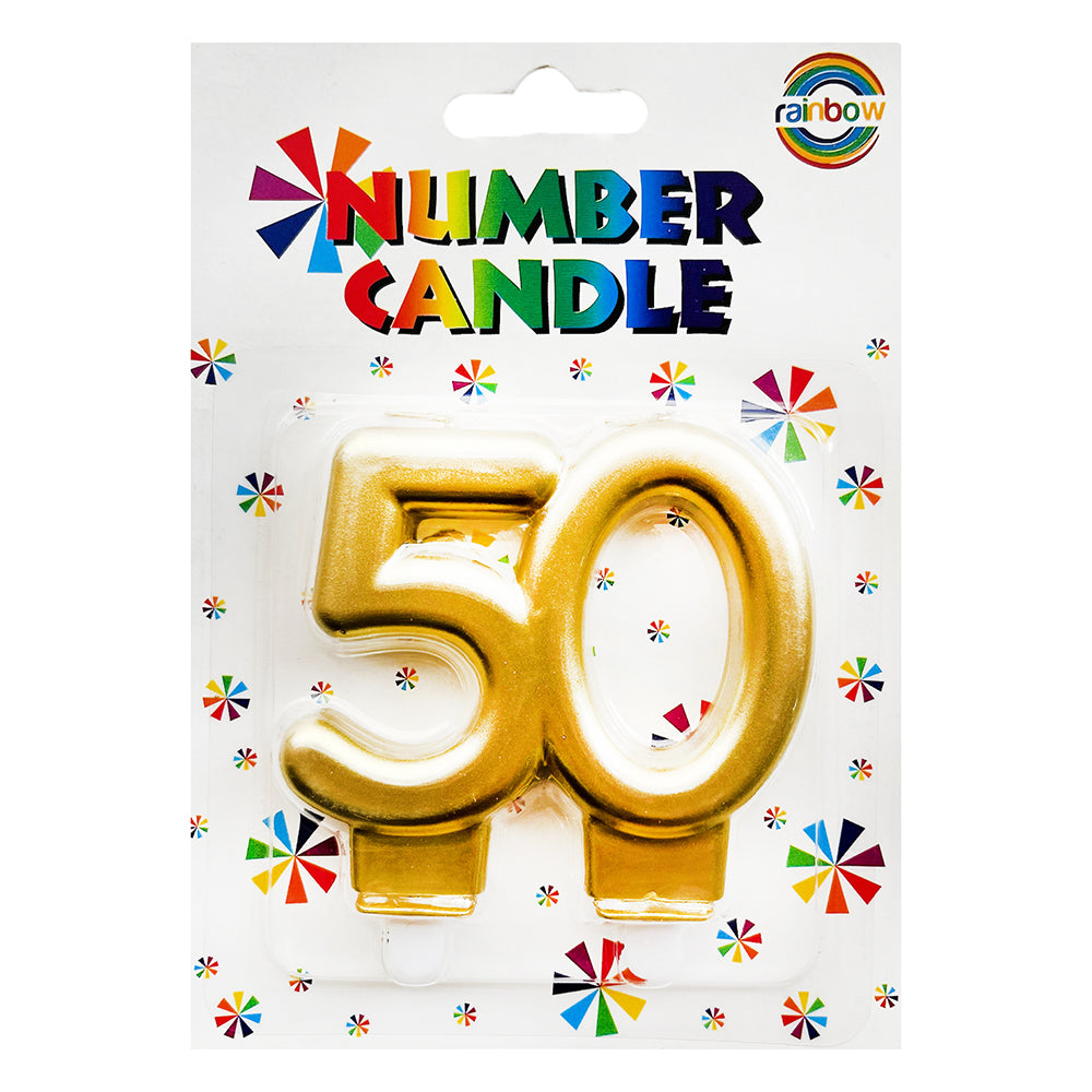 50th Milestone Number Candle - Golden Party wholesale hub