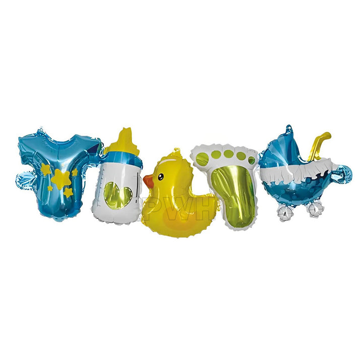 5 Foil Balloons Baby Boy / Girl  Arrival Wall Banner