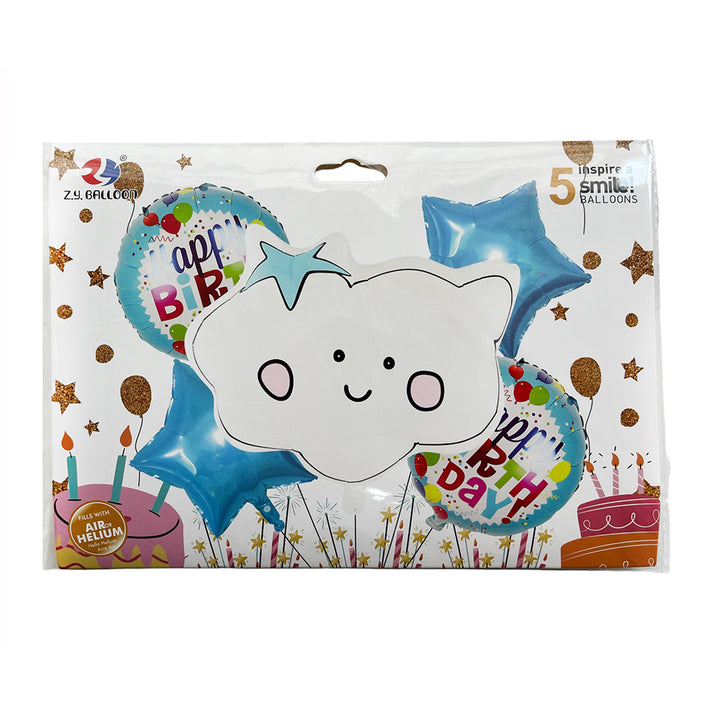 5 in 1 Cloud Happy Foil Balloon Set-Party wholesale hub