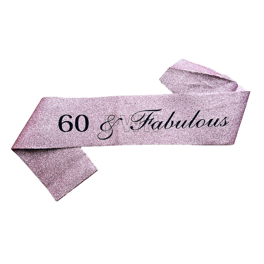60 And Fabulous Glitter Sash - Assorted Colors