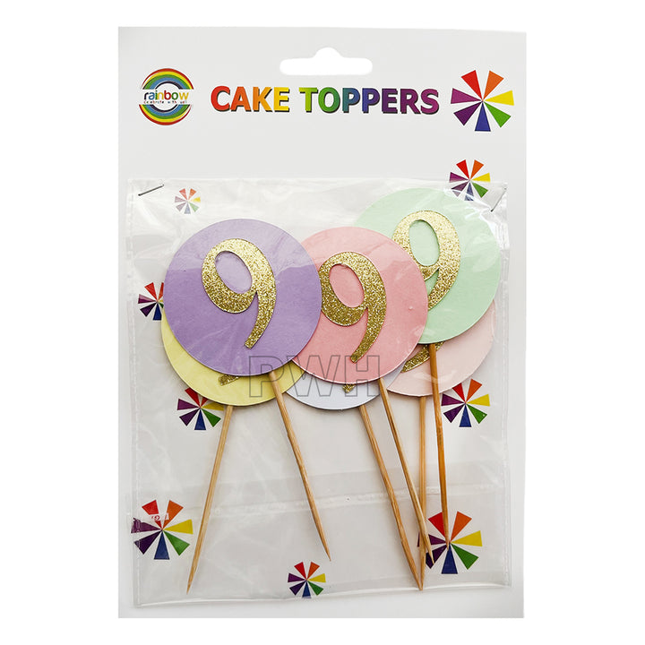 6Pc Birthday Number Cake Topper [0-9]