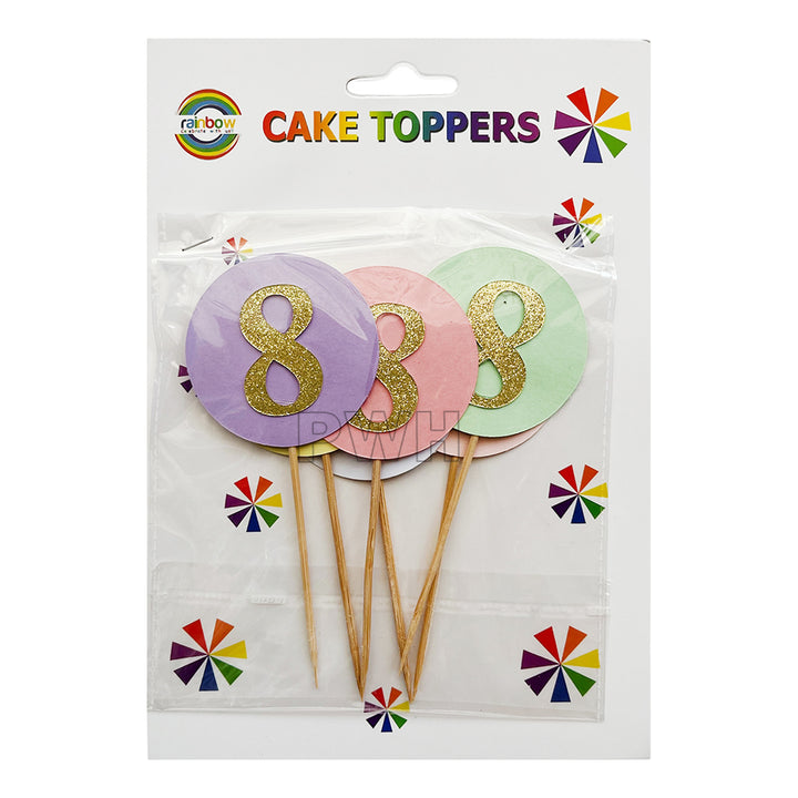 6Pc Birthday Number Cake Topper [0-9]