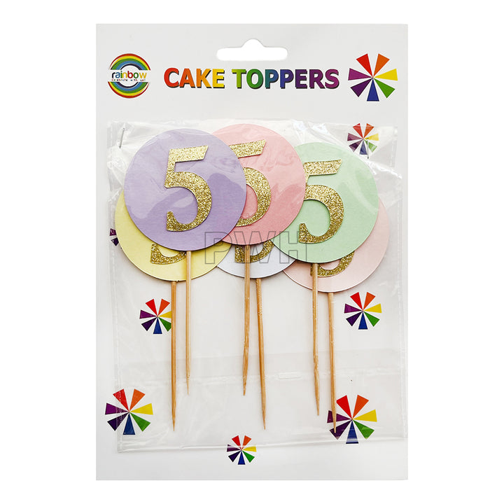 6Pc Birthday Number Cake Topper [0-9]