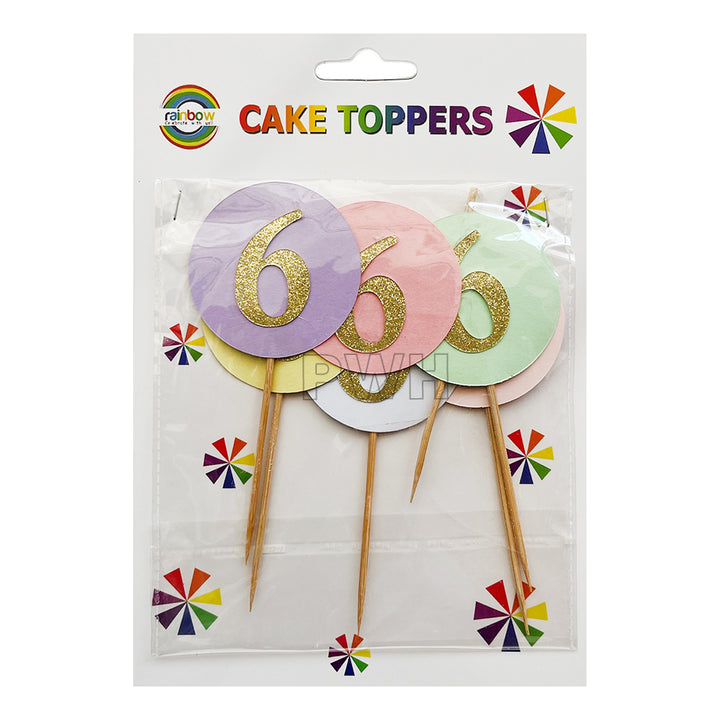 6Pc Birthday Number Cake Topper [0-9]