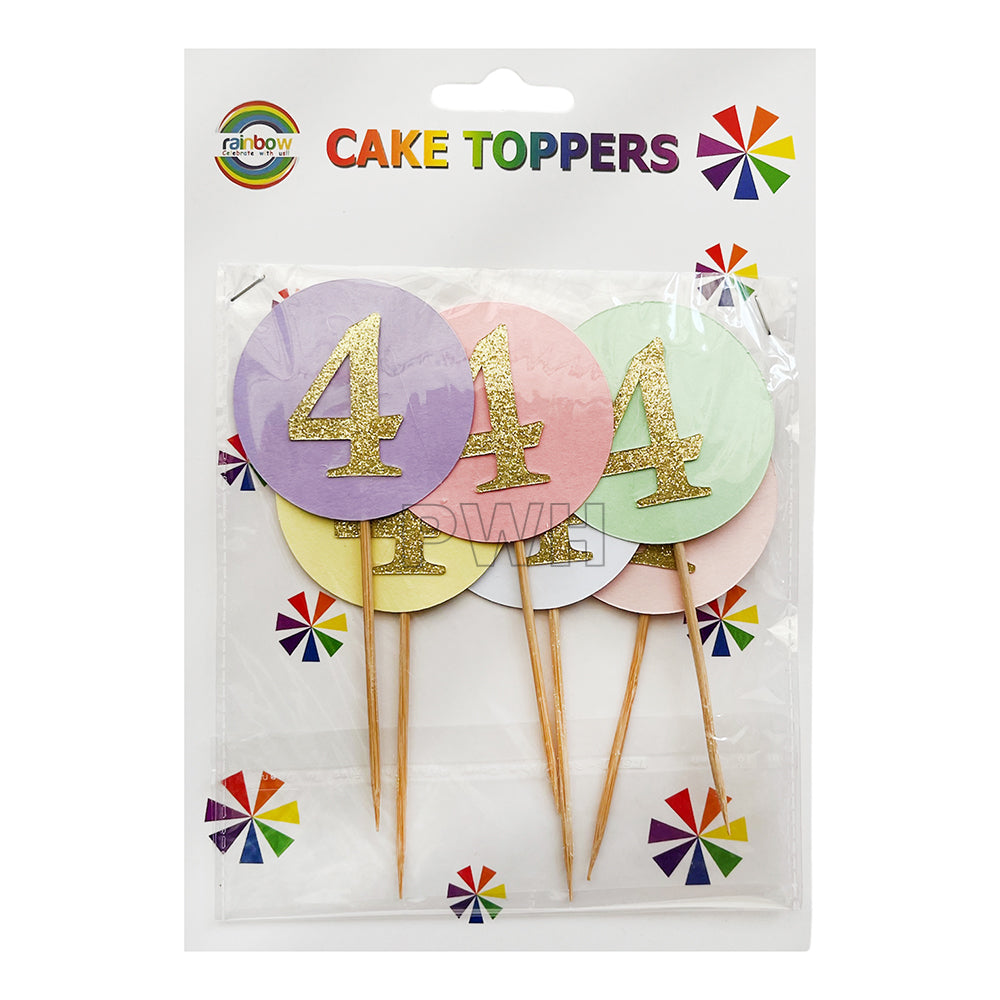 6Pc Birthday Number Cake Topper [0-9]