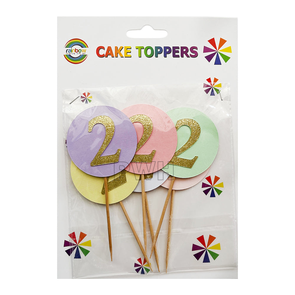 6Pc Birthday Number Cake Topper [0-9]