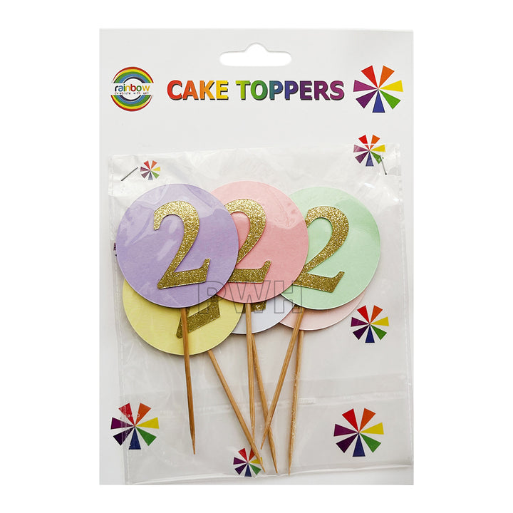 6Pc Birthday Number Cake Topper [0-9]