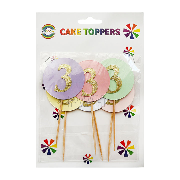 6Pc Birthday Number Cake Topper [0-9]