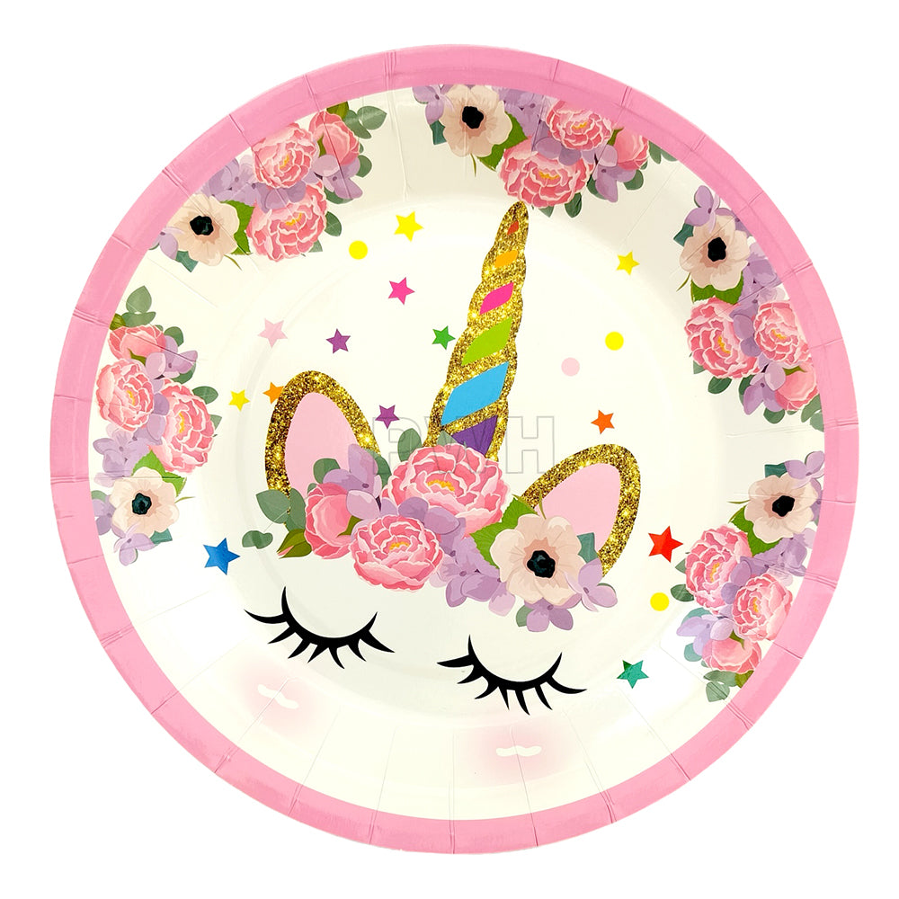 9 inch Unicorn Theme Paper Plates pack of 10 disposable eco-friendly party plates for unicorn birthday party decoration and wholesale tableware