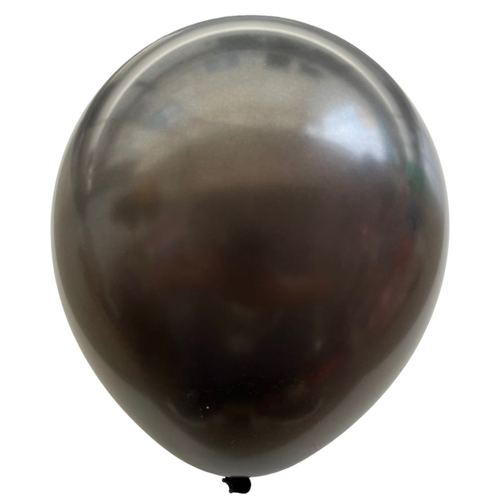 9" Metallic Pearl Latex Balloons - isolated - Black - Party Wholesale Hub