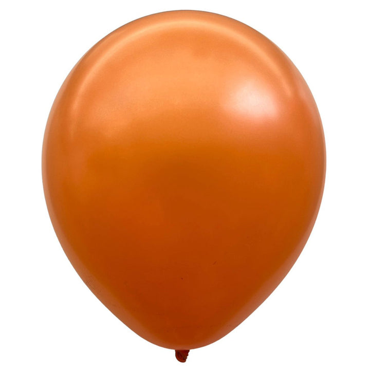 9" Metallic Pearl Latex Balloons - Isolated - Orange - Party Wholesale Hub