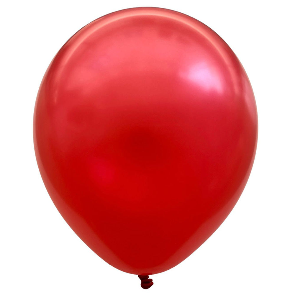 9" Metallic Pearl Latex Balloons - Isolated - Red - Party Wholesale Hub