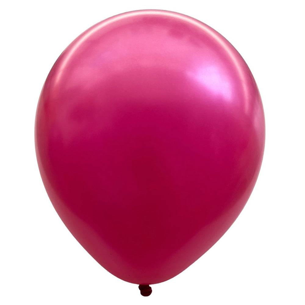 9" Metallic Pearl Latex Balloons - Isolated - Rose Red - Party Wholesale Hub