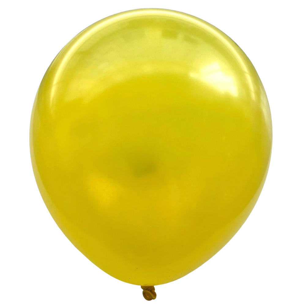 9" Metallic Pearl Latex Balloons - Isolated - Yellow - Party Wholesale Hub