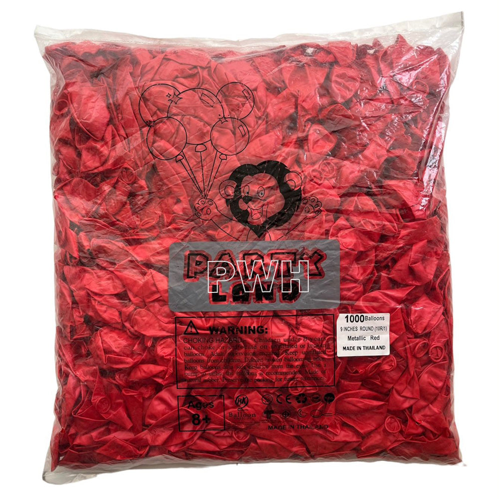 9" Metallic Pearl Latex Balloons [1000 pcs pack] - Red