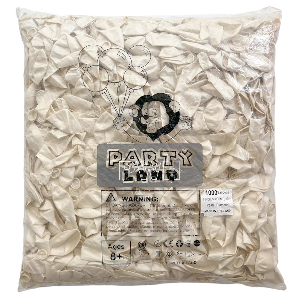 9" Metallic Pearl Latex Balloons [1000 pcs pack] - White