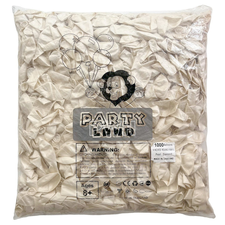 9" Metallic Pearl Latex Balloons [1000 pcs pack] - White