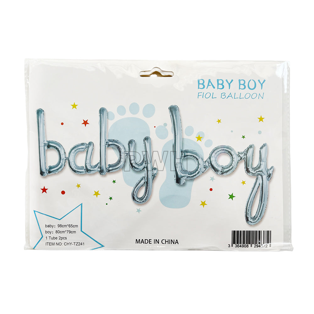 Baby Boy Script Foil Banner