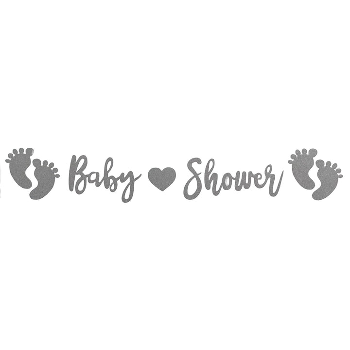 Baby Shower Foot Print Glitter Banner-party wholesale hub