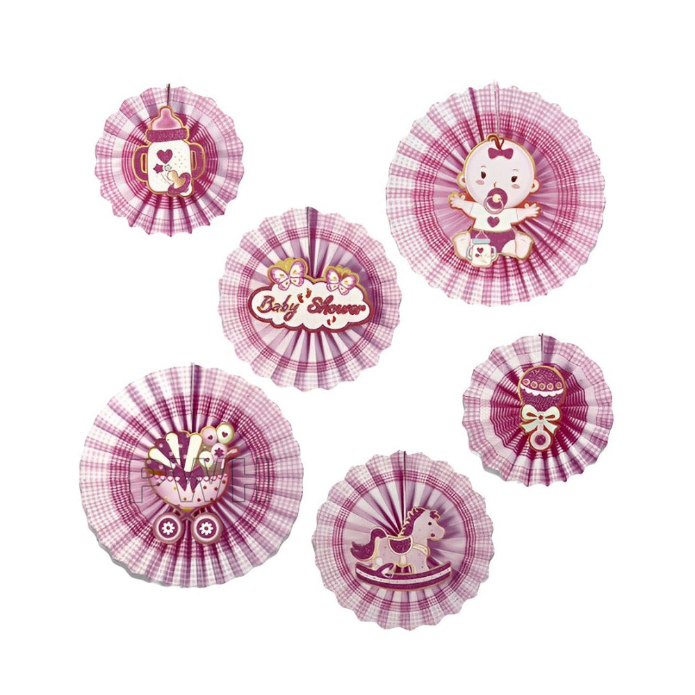 Baby Shower Party Hanging Fans Decoration Set - Pink/Blue