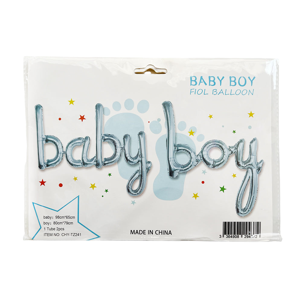 Baby Boy Script Foil Banner-Party wholesale hub