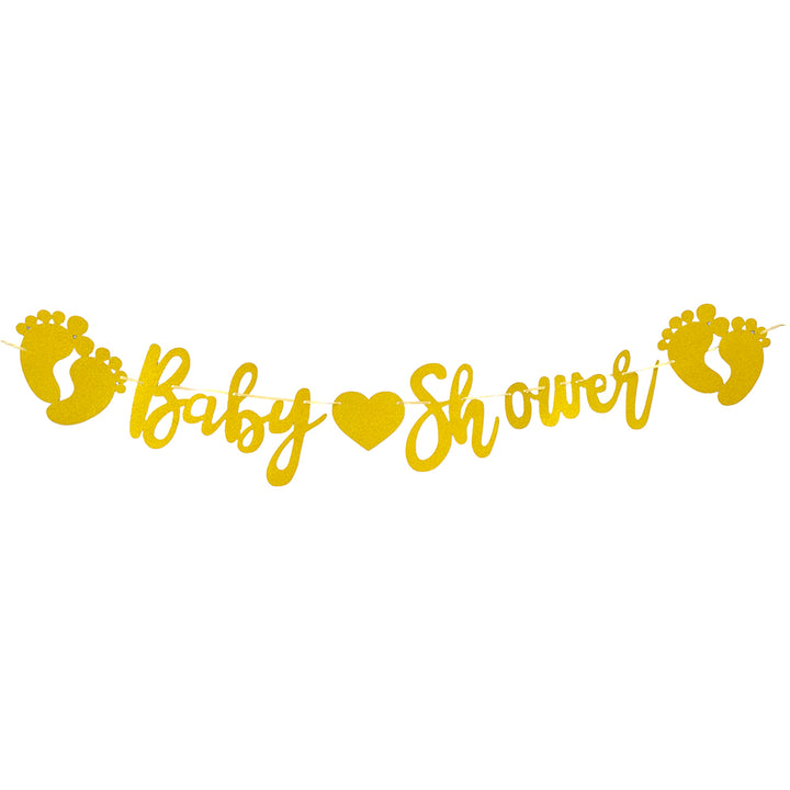 Baby Shower Foot Print Glitter Banner-party wholesale hub